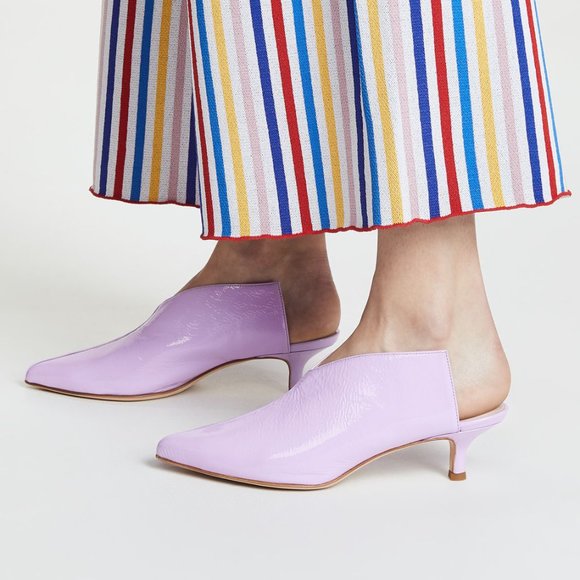 *SOLD* Tibi Jase Crinkled Patent Leather Lavender Purple Kitten Heel Mule - Picture 3 of 9